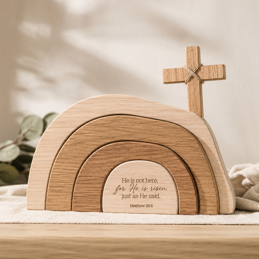 He Is Risen Wooden Scripture Plaque